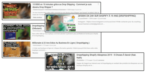 exemples de videos arnaques dropshipping