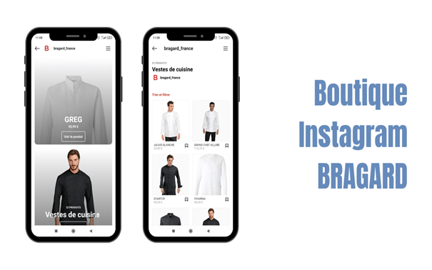 smartphone montrant la boutique instagram de bragard