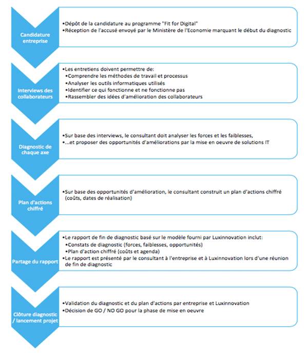 Infographie du processus d'un diagnostic Fit 4 Digital